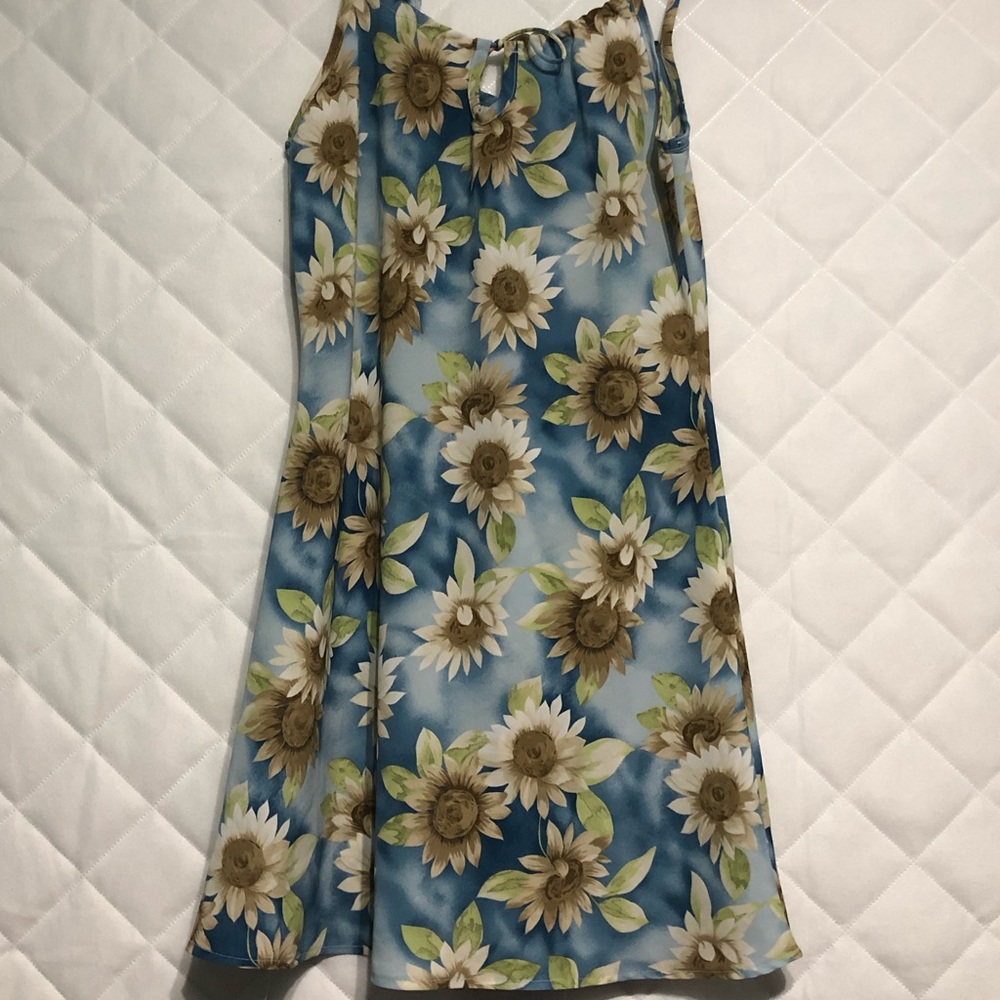 Sky Blue Flowered Sun Dress